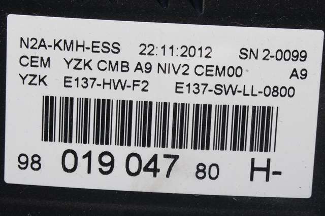 Instrumentpanel til Peugeot 208 2012-2019 (Type I)  (PEUGEOT|98 019047 80|)
