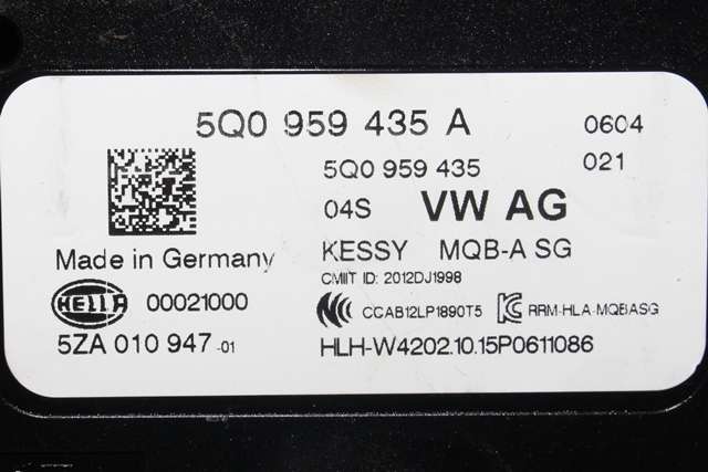 Styreenhet nøkkelfri/keyless til VW Golf VII 2012-2017 (Fase 1)  (HELLA|5ZA 010 947-10|5Q0 959 435 A|)