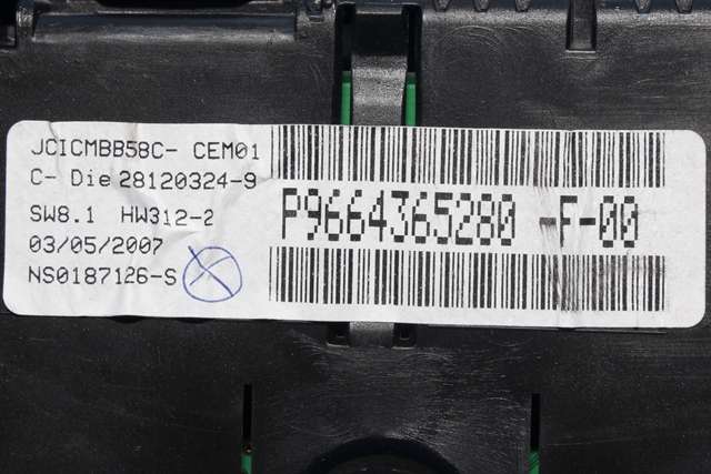 Instrumentpanel til Citroën C4, Picasso 2006-2013 (Type I) (NS|0187126-S|96 643652 80-F-00|)