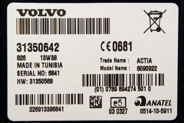 Styreenhet diverse til Volvo V60/V60 CC 2013-2018 (Type I, Fase 2)  (VOLVO|31350642|)