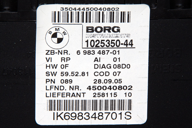 Instrumentpanel til BMW 3-Serie 2005-2011 (E90/E91/E92/E93) (E90/E91/E92/E93) (BORG|1025350-44|6 983 487|)