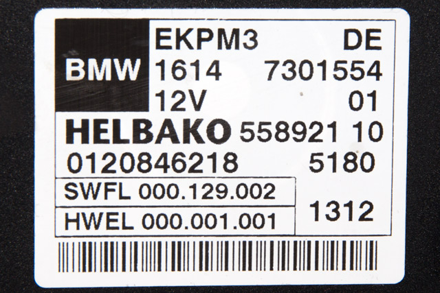 Styreenhet drivstoffpumpe til BMW X3 2010-2017 (F25) (F25) (BMW|16.14-7 301 554|)