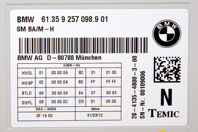 Styreenhet diverse til BMW X3 2010-2017 (F25) (F25) (BMW|61.35-9 257 098|)