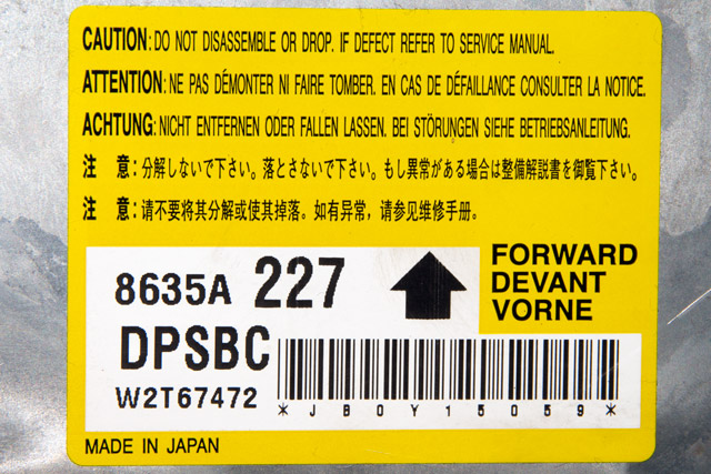 Styreenhet airbag hovedsensor til Mitsubishi i-MiEV 2010-->>  (MITSUBISHI|8635A227|)