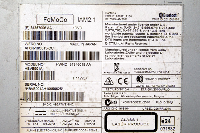 Bilstereo til Volvo V60 2010-2013 (Type I, Fase 1) (VOLVO|31357006|AF6N-18C815-CC|)