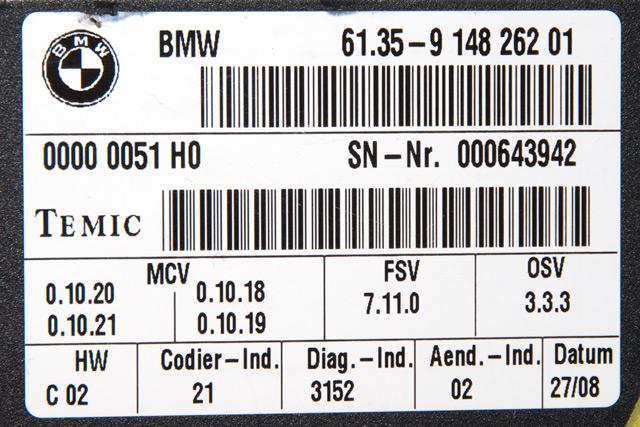 Styreenhet sete til BMW X5 2007-2013 (E70) (E70) (|61.35-9 148 262)