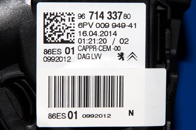 Pedal gass til Peugeot 2008 2013-2019 (Type I)  (HELLA|6PV 009 949-41|96 714337 80|)