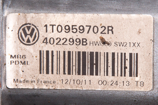 Ruteheis høyre foran til VW Touran 2010-2015 (Type I, Fase 3) (VAG|1T0 959 702 R|)
