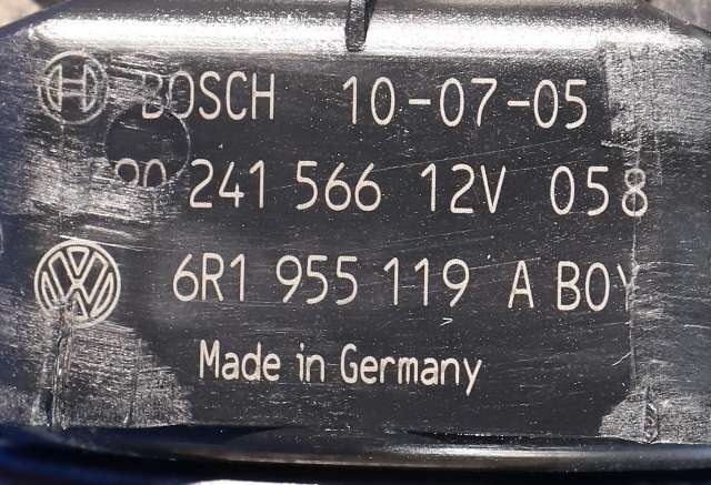 Viskermotor frontrute komplett m/overføring til VW Polo 2009-2014 (Type V, Fase 1)  (BOSCH|3 397 021 278|6R1 955 023 B|)