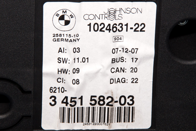 Instrumentpanel til BMW X3 2007-2010 (Fase 2) (E83) (E83) (JOHNSON|1024631-22|62.10-3 451 582|)