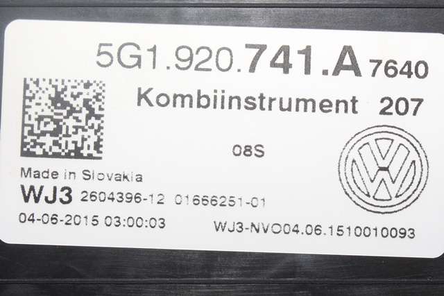 Instrumentpanel til VW Golf VII 2012-2017 (Fase 1)  (VAG|5G1 920 741 A|)