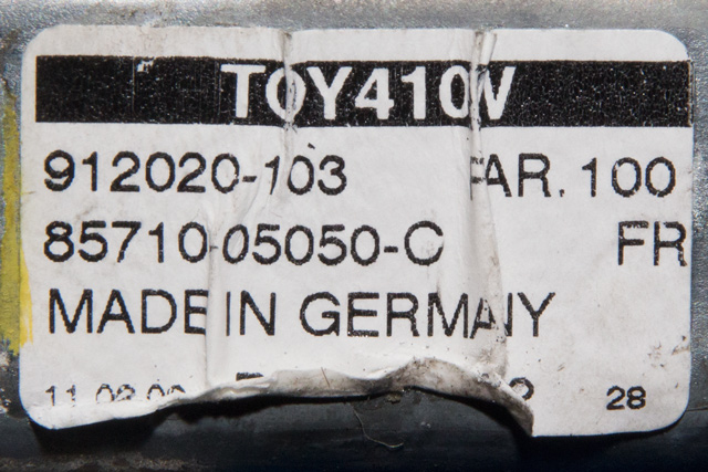 Ruteheis høyre foran til Toyota Avensis 2009-2015 (Type III, Fase 1)  (DENSO|912020-103|85710-05050-C|)