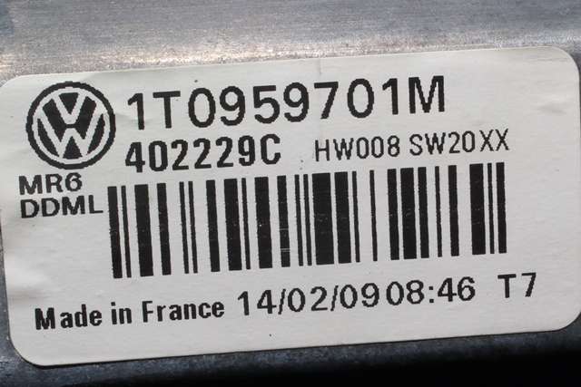 Ruteheis, kun motor, venstre foran til Škoda Octavia 2009-2013 (Type II, Fase 2)  (VAG|1T0 959 701 M|)