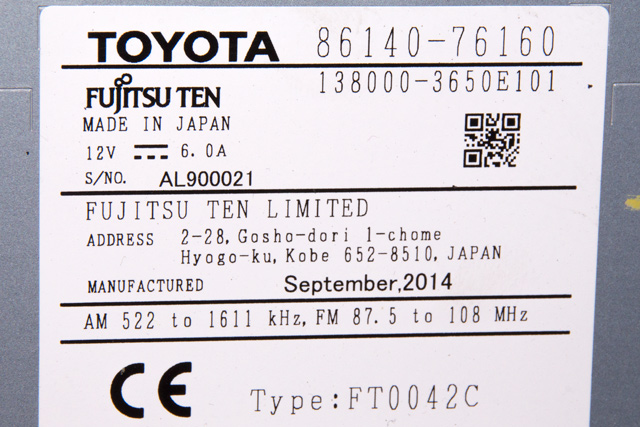 Bilstereo til Lexus CT 2010-2020 (FUJITSU|138000-3650E101|86140-76160|)