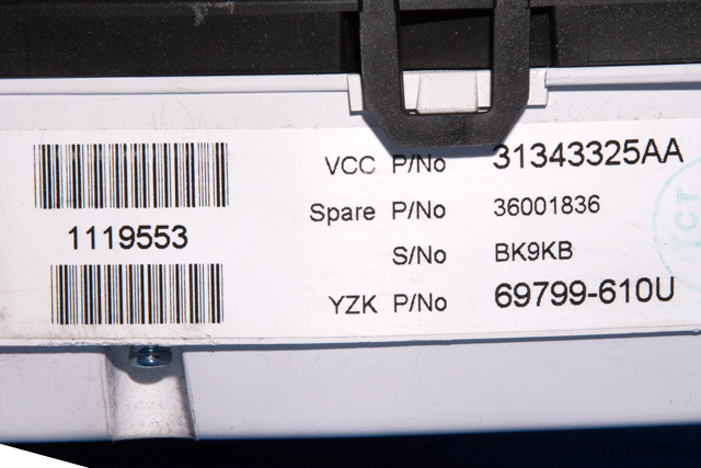 Instrumentpanel til Volvo S60 2010-2014 (Type II, Fase 1) (YAZAKI|69799-610U|31343325|)