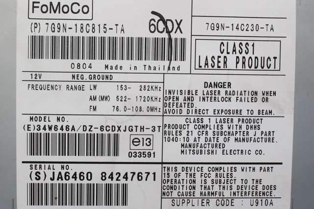 Bilstereo til Jaguar XF 2008-2015 (X250) (X250) (JAGUAR|7G9N-18C815-TA|)