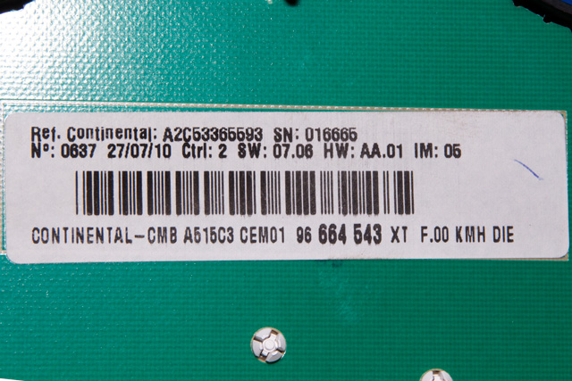 Instrumentpanel til Citroën DS3 2010-2019 (CONTINENT|A2C53365593|96 664543 XT|)