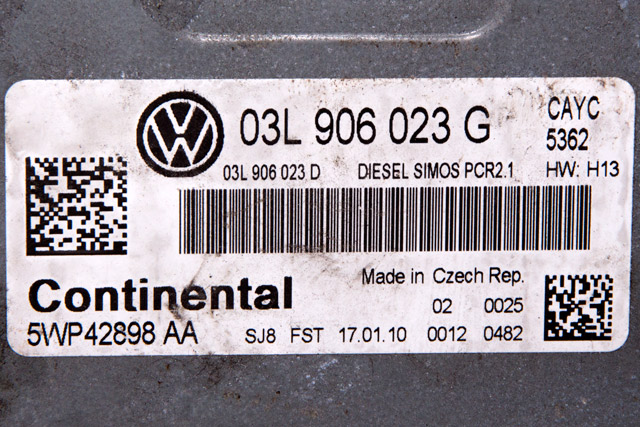 Styreenhet motor til VW Polo 2009-2014 (Type V, Fase 1) (CONTINENT|5WP42898 A|03L 906 023 G|)
