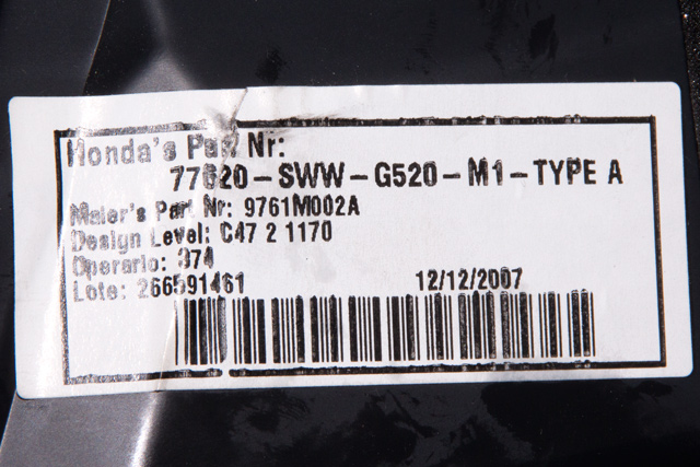 Dashbord friskluftdyse venstre til Honda CR-V 2007-2012 (Type III)  (HONDA|77620-SSW-G520|)