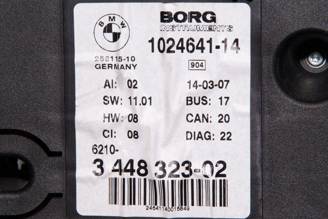 Instrumentpanel til BMW X3 2007-2010 (Fase 2) (E83) (E83) (BORG|1024641-14|62.11-3 448 323|)