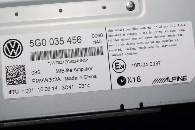 Bilstereo forsterker til VW e-Golf 2014-2017 (Fase 1)  (VAG|5G0 035 456|)