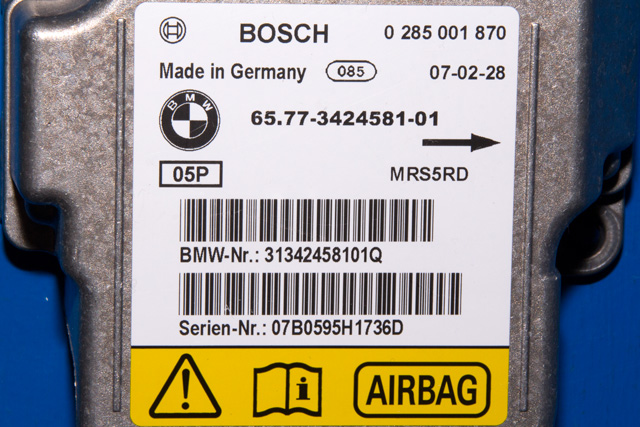 Styreenhet airbag hovedsensor til BMW X3 2007-2010 (Fase 2) (E83) (E83) (BOSCH|0 285 001 870|65.77-3 424 581|)