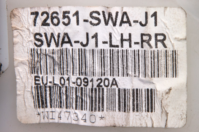 Låsekasse venstre bak til Honda CR-V 2007-2012 (Type III)  (HONDA|72651-SWA-J1|)