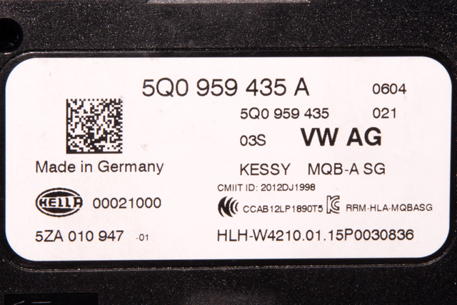 Styreenhet nøkkelfri/keyless til VW e-Golf 2014-2017 (Fase 1) (HELLA|5ZA 010 947-01|5Q0 959 435 A|)
