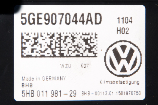 Varmeapparat betjening til VW e-Golf 2014-2017 (Fase 1)  (VAG|5GE 907 044 AD|)
