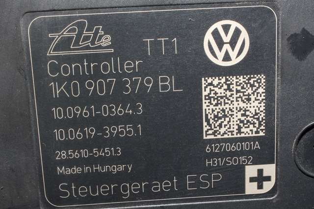 ABS sentral til VW Touran 2010-2015 (Type I, Fase 3)  (VAG|1K0 614 517 DP|1K0 907 379 BL|)