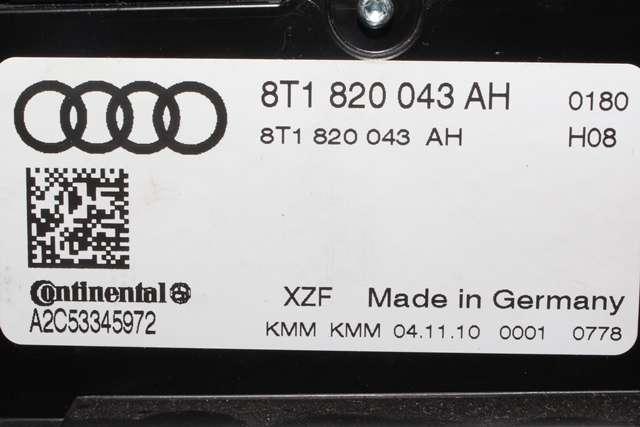 Varmeapparat betjening til Audi A4 2007-2014 (Type IV) (B8) (B8) (VAG|8T1 820 043 AH|)