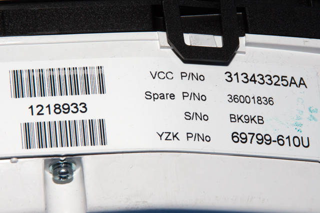 Instrumentpanel til Volvo V60 2010-2013 (Type I, Fase 1)  (YAZAKI|69799-610U|31343325|)
