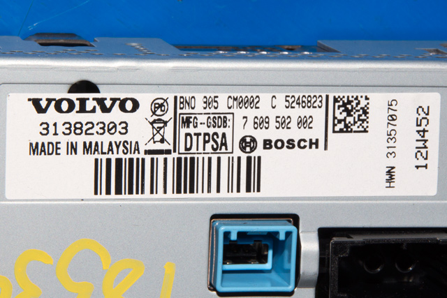 Bilstereo navigasjon skjerm til Volvo V60 2010-2013 (Type I, Fase 1) (BOSCH|7 609 502 002|31382303|)