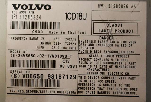 Bilstereo til Volvo V50 2007-2012 (Fase 2)  (VOLVO|31285824|)
