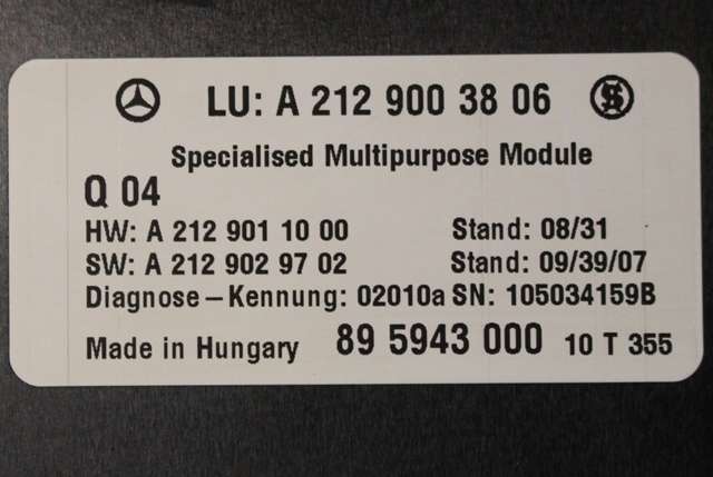 Styreenhet diverse til Mercedes E-Klasse 2009-2013 (Fase 1) (W212) (W212) (MERCEDES|A 212 900 38 06|)