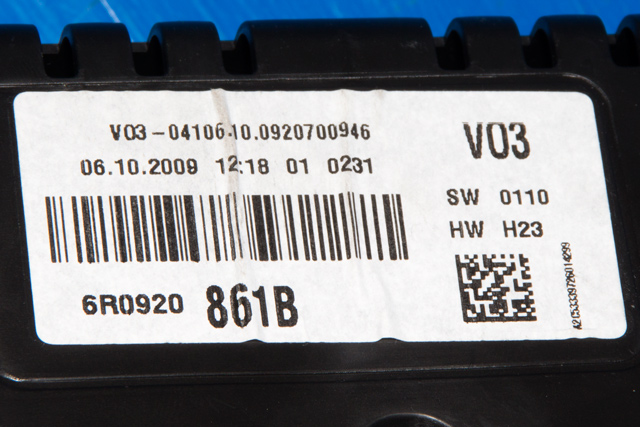 Instrumentpanel til VW Polo 2009-2014 (Type V, Fase 1)  (VDO|A2C53339726|6R0 920 861 B|)