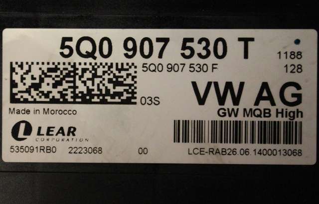 Styreenhet diverse til Škoda Octavia 2013-2016 (Type III, Fase 1)  (VAG|5Q0 907 530 T|)