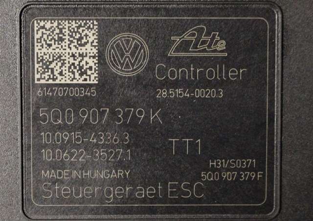 ABS sentral til Škoda Octavia 2013-2016 (Type III, Fase 1) (VAG|5Q0 614 517 J|)