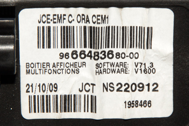 Instrument kjørecomputer til Citroën C5 2008-2017 (Type II) (JOHNSON|NS220912|96 664836 80|)