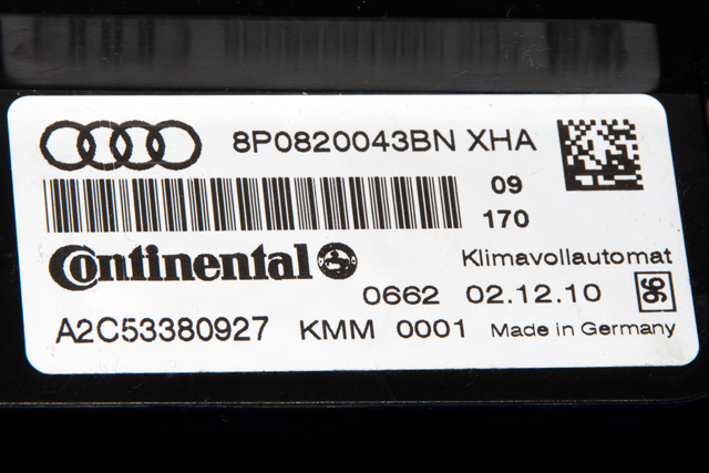 Varmeapparat betjening til Audi A3 2009-2012 (Type II, Fase 2) (VAG|8P0 820 043 BN|)
