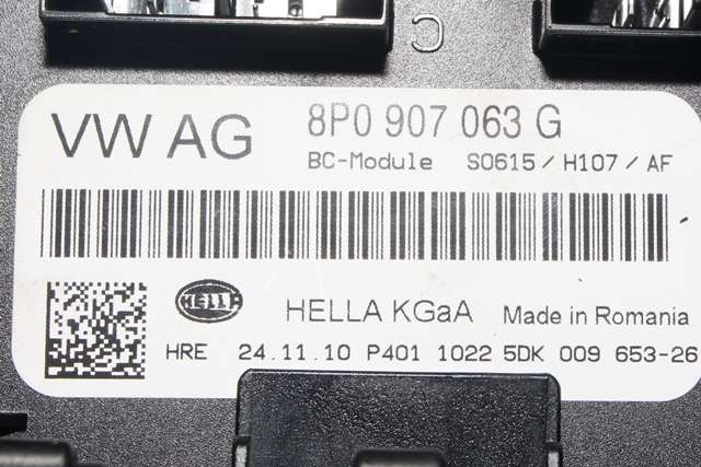 Styreenhet comfort (BCM) til Audi A3 2009-2012 (Type II, Fase 2)  (HELLA|5DK 009 653-26|8P0 907 063 G|)