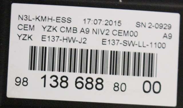 Instrumentpanel til Peugeot 208 2012-2019 (Type I)  (PEUGEOT|98 138688 80|)