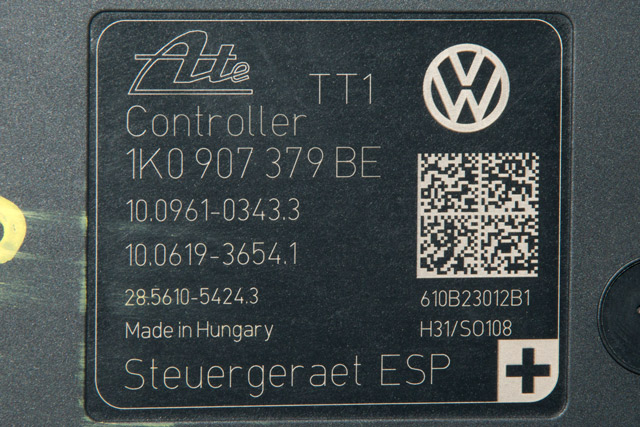 ABS sentral til Audi A3 2009-2012 (Type II, Fase 2)  (VAG|1K0 614 517 CP|1K0 907 379 BE|)