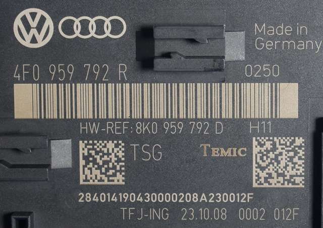 Styreenhet dør høyre foran til Audi A6 2008-2011 (Type III, Fase 2) (C6) (C6) (VAG|4F0 959 792 R|)