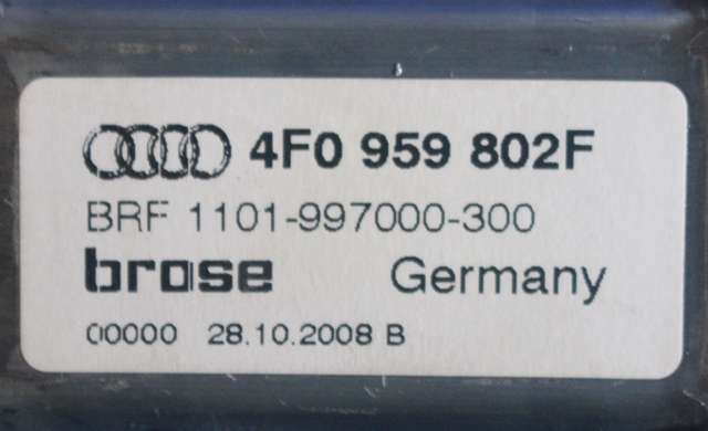 Ruteheis, kun motor, høyre bak til Audi A6 2008-2011 (Type III, Fase 2) (C6) (C6) (VAG|4F0 959 802 F|)