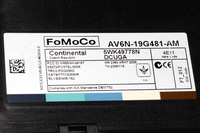 Styreenhet nøkkelfri/keyless til Ford Focus 2011-2014 (Type III, Fase 1)  (FORD|AV6N-19G481-AM|)