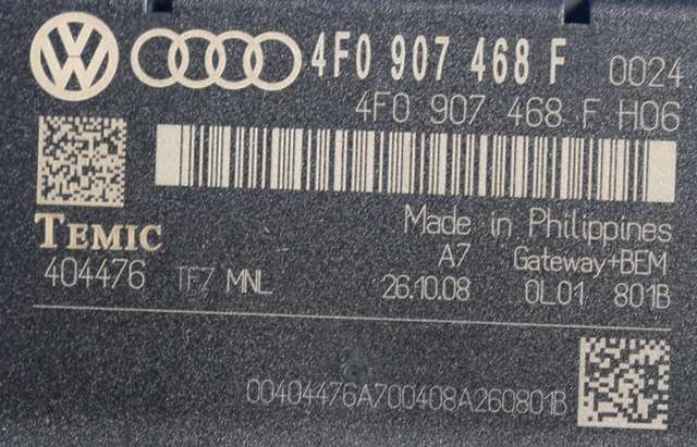 Styreenhet diverse til Audi A6 2008-2011 (Type III, Fase 2) (C6) (C6) (VAG|4F0 907 468 F|)