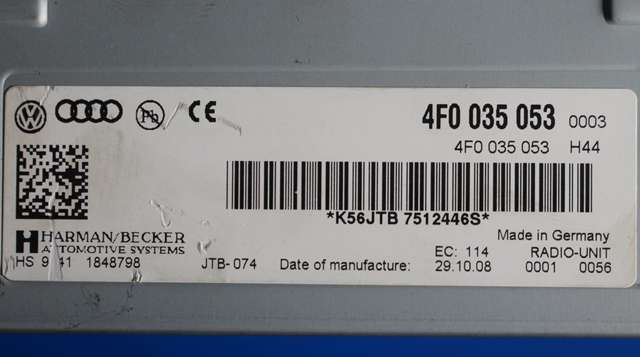 Bilstereo navigasjon til Audi A6 2008-2011 (Type III, Fase 2) (C6) (C6) (VAG|4F0 035 053|)