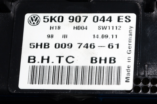 Varmeapparat betjening til VW Golf VI 2008-2012  (VAG|5K0 907 044 ES|)
