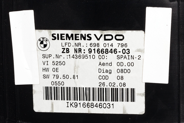 Instrumentpanel til BMW 3-Serie 2005-2011 (E90/E91/E92/E93) (E90/E91/E92/E93) (SIEM/VDO|698 014 796|9 166 846|)